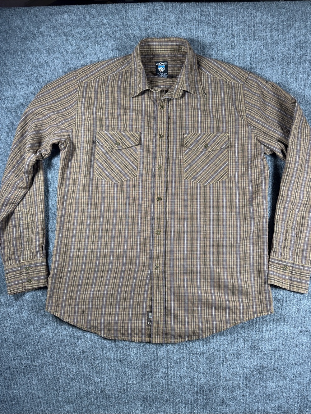 Kuhl Brown Plaid Long-Sleeve Button-Down Shirt